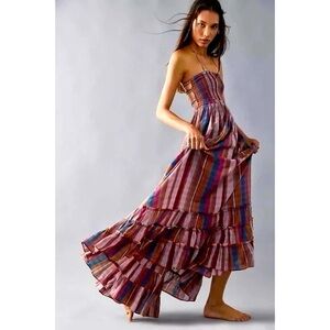 Free People Extratropical Plaid Maxi Dress Size XS.